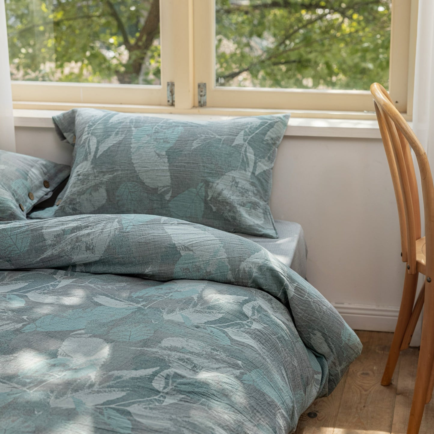【Mulberry Leaf Blue】Ultra-Soft Muslin Bedding Set