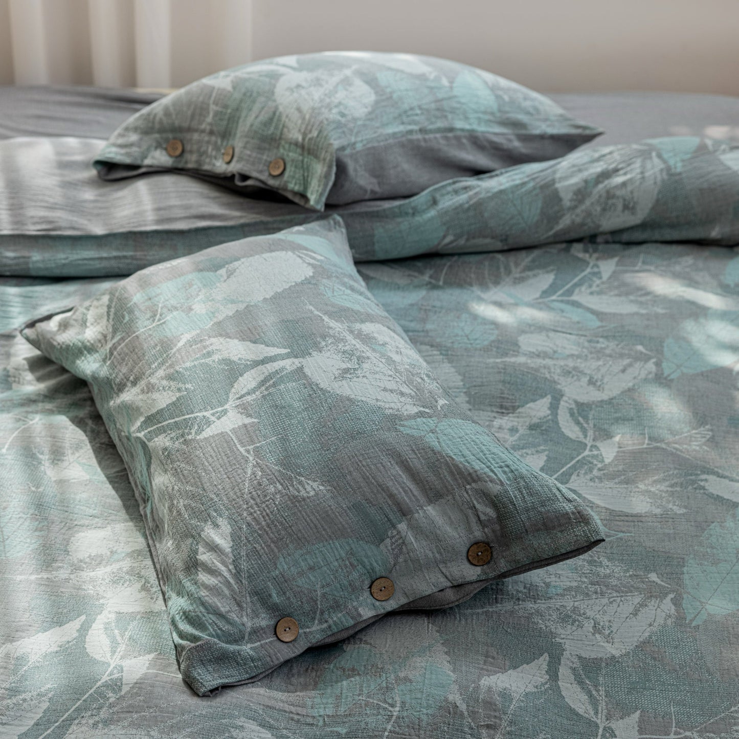 【Mulberry Leaf Blue】Ultra-Soft Muslin Bedding Set